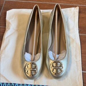 Tory Burch Metallic Gold Flats